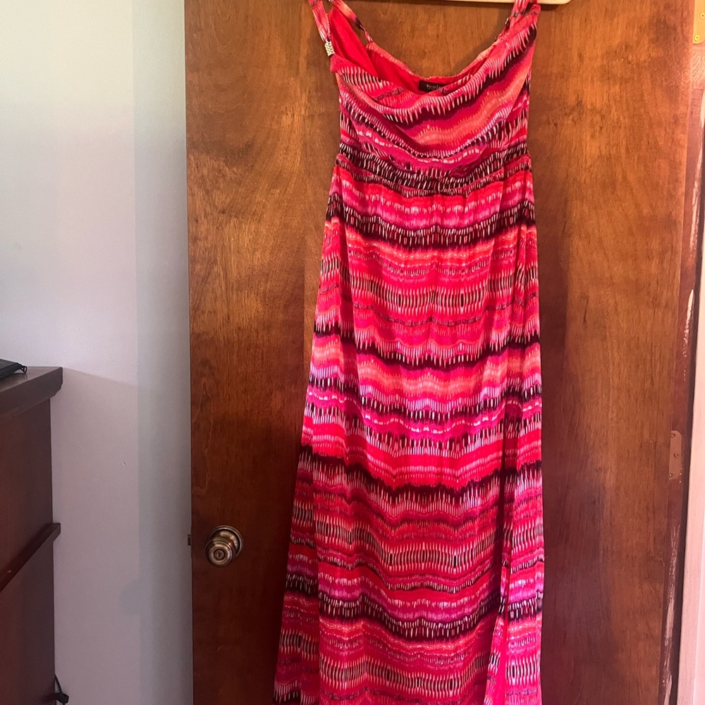 White House Black Market Pink and Black Maxi Dress